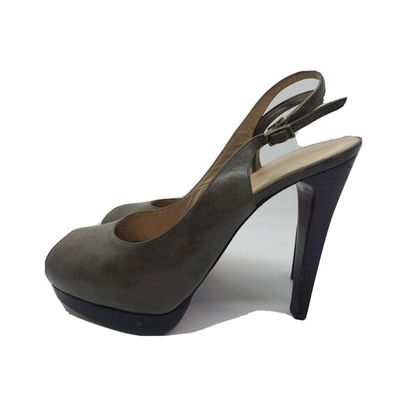 Sturart Weitzman Leather Heels Womens Sz 8.5 Peep Top Platform Slingback Green - Picture 3 of 10